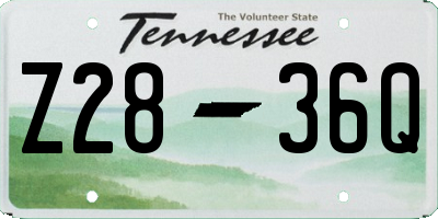 TN license plate Z2836Q