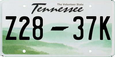 TN license plate Z2837K