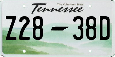 TN license plate Z2838D
