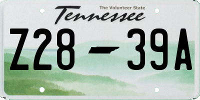 TN license plate Z2839A