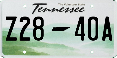 TN license plate Z2840A