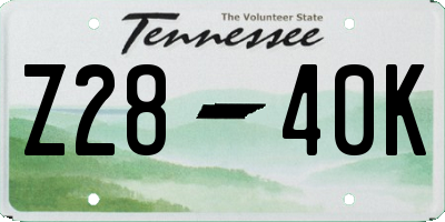 TN license plate Z2840K