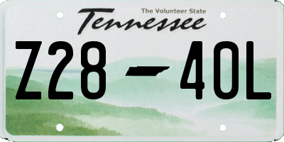TN license plate Z2840L