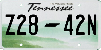TN license plate Z2842N