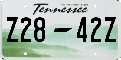 TN license plate Z2842Z