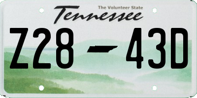 TN license plate Z2843D