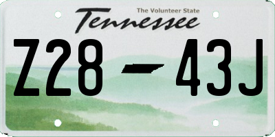 TN license plate Z2843J