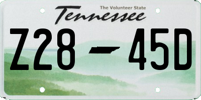 TN license plate Z2845D