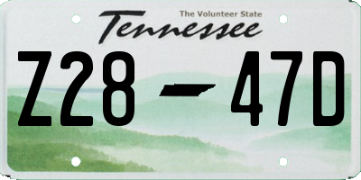 TN license plate Z2847D
