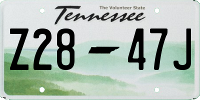 TN license plate Z2847J