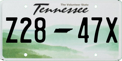 TN license plate Z2847X