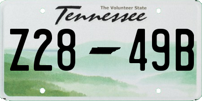 TN license plate Z2849B