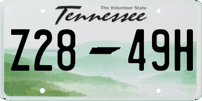 TN license plate Z2849H