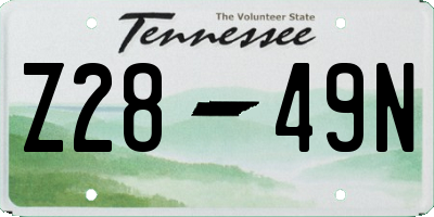 TN license plate Z2849N