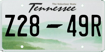 TN license plate Z2849R