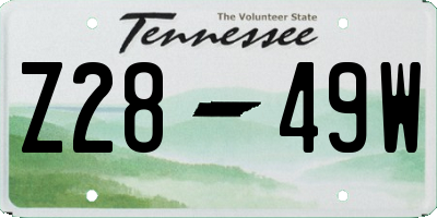 TN license plate Z2849W