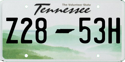 TN license plate Z2853H