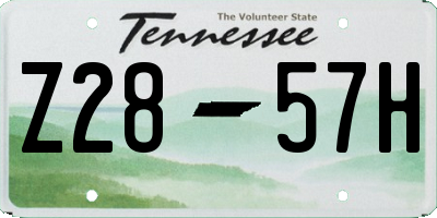 TN license plate Z2857H