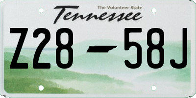 TN license plate Z2858J