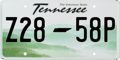 TN license plate Z2858P