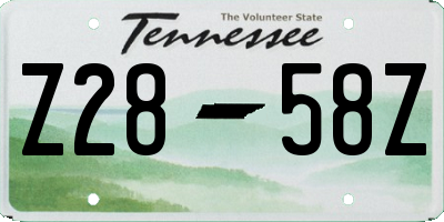 TN license plate Z2858Z