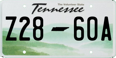TN license plate Z2860A