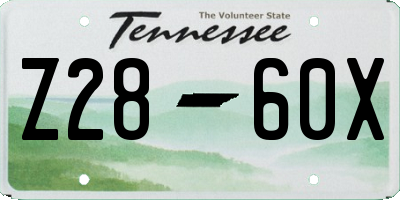 TN license plate Z2860X