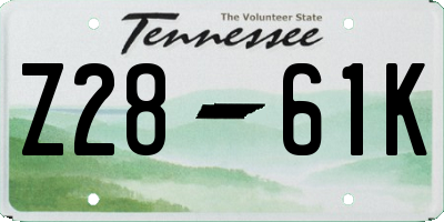 TN license plate Z2861K