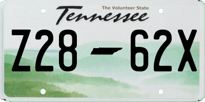 TN license plate Z2862X