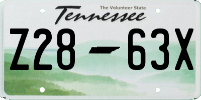 TN license plate Z2863X