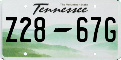 TN license plate Z2867G