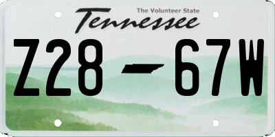 TN license plate Z2867W