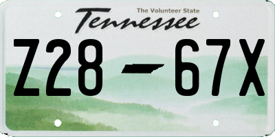 TN license plate Z2867X