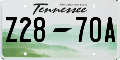 TN license plate Z2870A