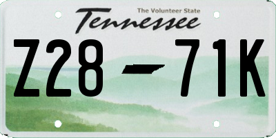 TN license plate Z2871K