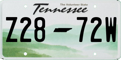 TN license plate Z2872W