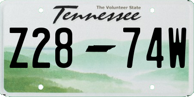 TN license plate Z2874W