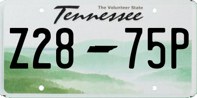 TN license plate Z2875P