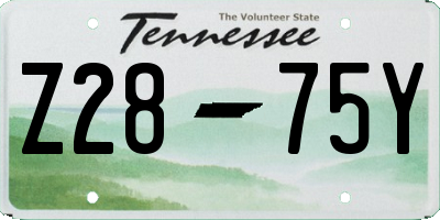 TN license plate Z2875Y