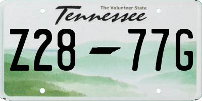 TN license plate Z2877G