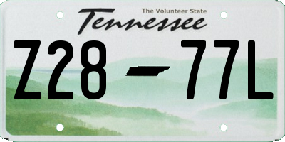 TN license plate Z2877L