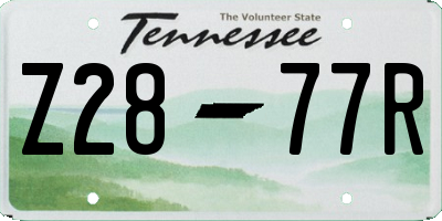 TN license plate Z2877R