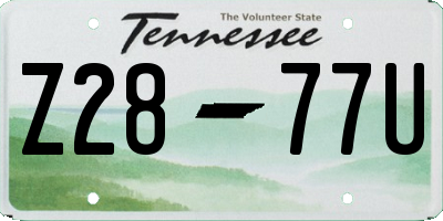 TN license plate Z2877U