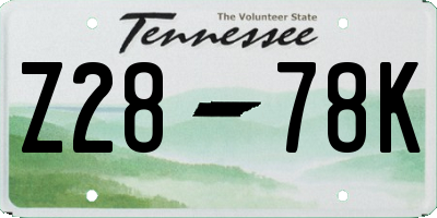 TN license plate Z2878K