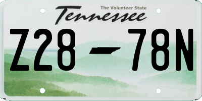 TN license plate Z2878N