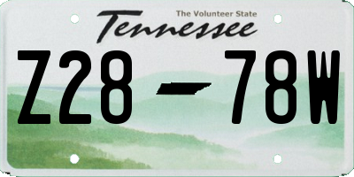 TN license plate Z2878W