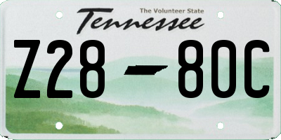 TN license plate Z2880C