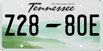 TN license plate Z2880E