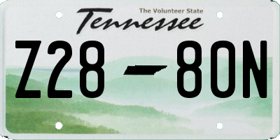 TN license plate Z2880N