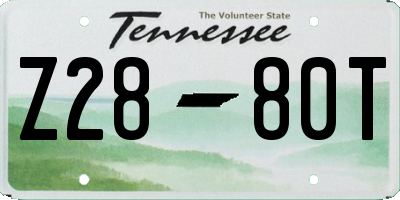 TN license plate Z2880T